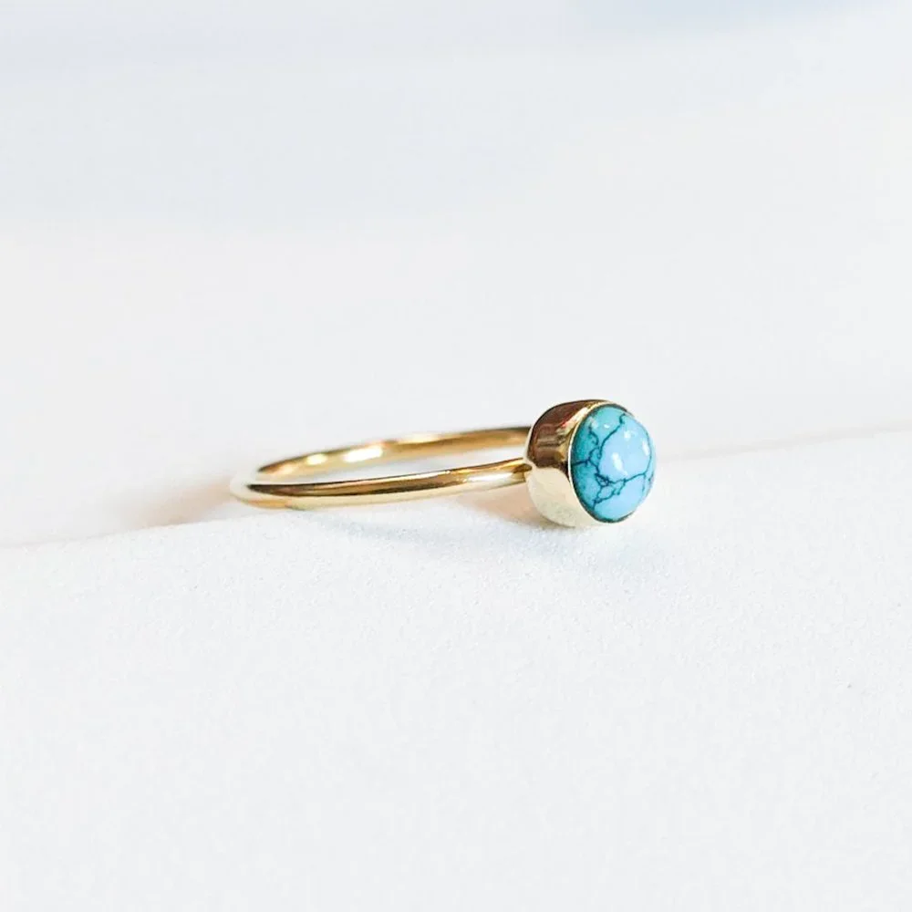 NWT Baizaar Round Turquoise Cabochon Stacking Ring, Size 6.75 - Picture 2 of 4